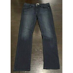 Paige Jeans Size 31 Skyline Straight Petite Dark Wash Mid Rise Stretch Denim